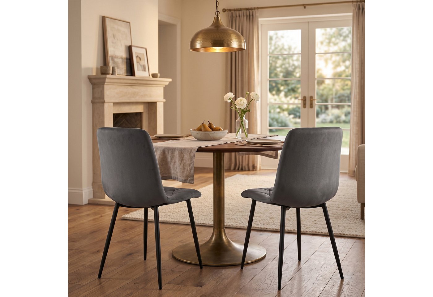 B&D home 4-Fußstuhl VICKA (Set, 4 St), Polsterstuhl aus Samt für Esszimmer und Küche – Bild 4 von 5