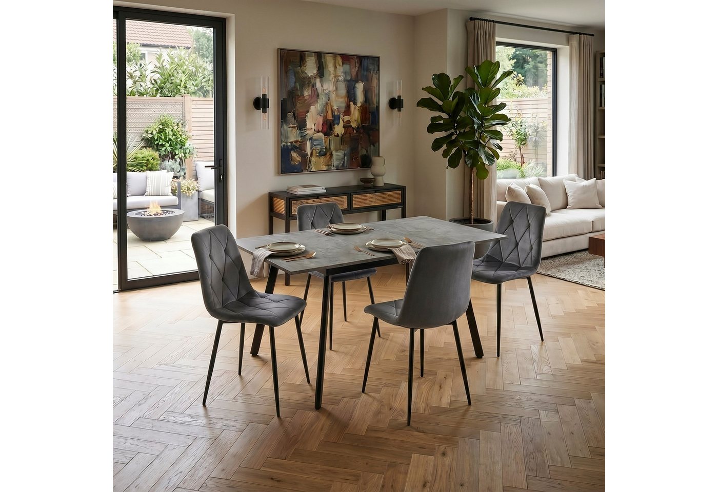 B&D home 4-Fußstuhl VICKA (Set, 4 St), Polsterstuhl aus Samt für Esszimmer und Küche – Bild 5 von 5