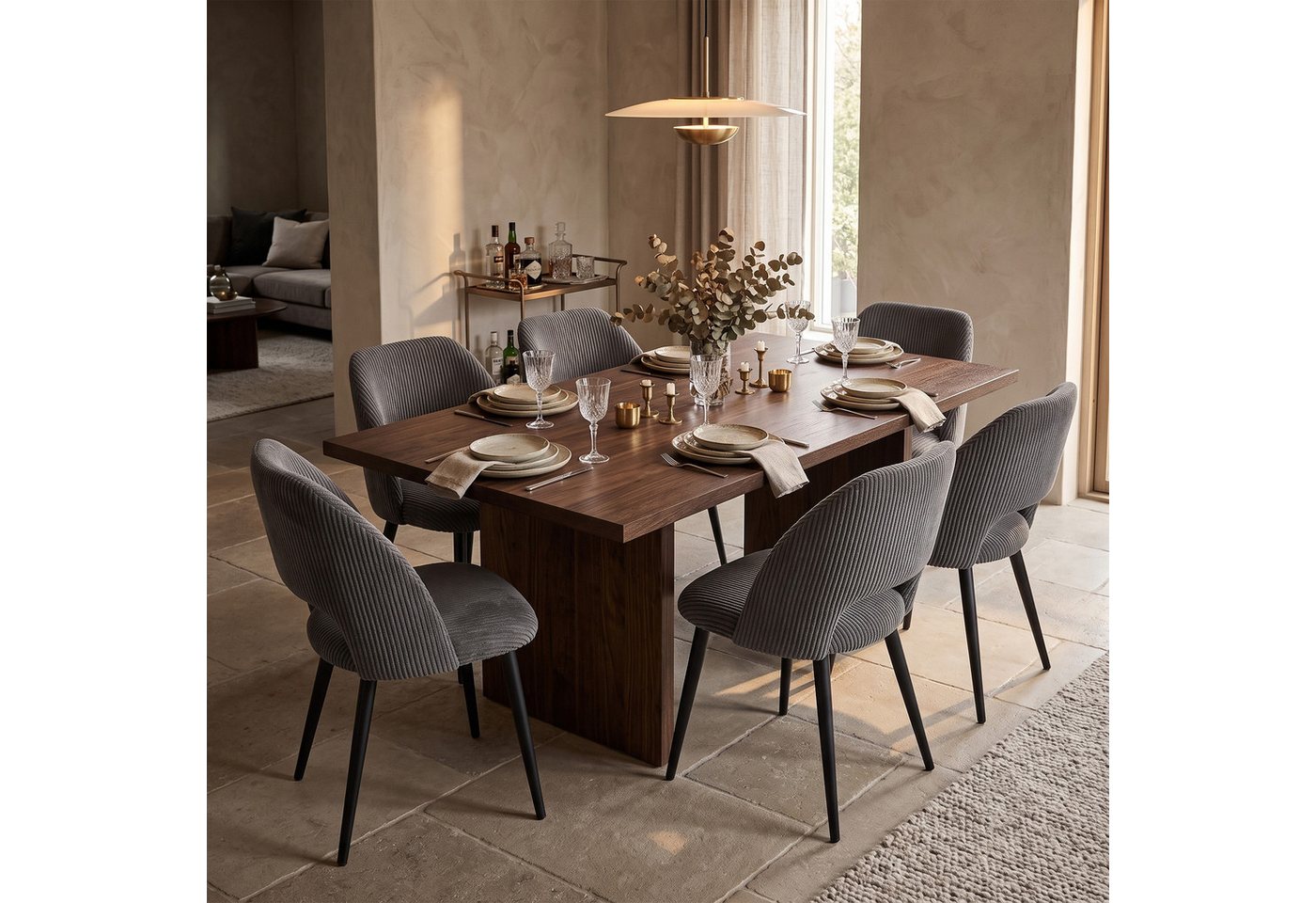 B&D home 4-Fußstuhl VICKY, Esszimmer Stühle, Polsterstühle, Küchenstühle, Wohnzimmerstühle (Set, 2 St), gepolstert, Stuhlbeine aus Metall oder Massivholz wählba – Bild 5 von 5