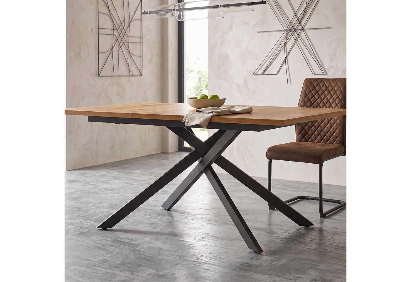 B&D home Esstisch LARS, Metallgestell schwarz oder weiß, ausziehbar 120-160cm, 4-6 Personen – Bild 5 von 5