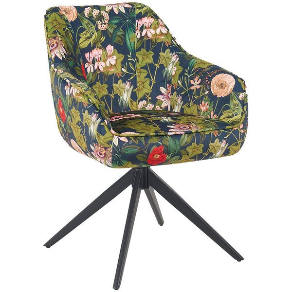 B&D home Polsterstuhl ARVIT, Esszimmer Stuhl, Drehstuhl, Armlehnstuhl mit Drehfunktion (1 St), mit Armlehnen, Taschenfederkern-Sitz, Metallgestell 360° drehbar