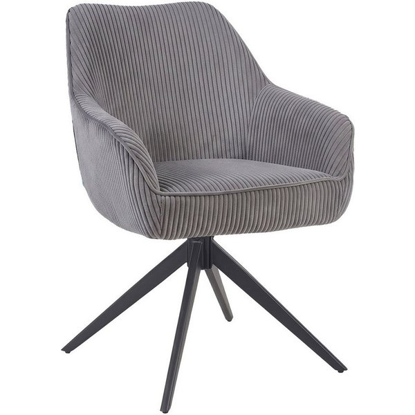 B&D home Polsterstuhl ARVIT, Esszimmer Stuhl, Drehstuhl, Armlehnstuhl mit Drehfunktion (1 St), mit Armlehnen, Taschenfederkern-Sitz, Metallgestell 360° drehbar