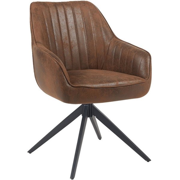 B&D home Polsterstuhl ARVIT, Esszimmer Stuhl, Drehstuhl, Armlehnstuhl mit Drehfunktion (1 St), mit Armlehnen, Taschenfederkern-Sitz, Metallgestell 360° drehbar