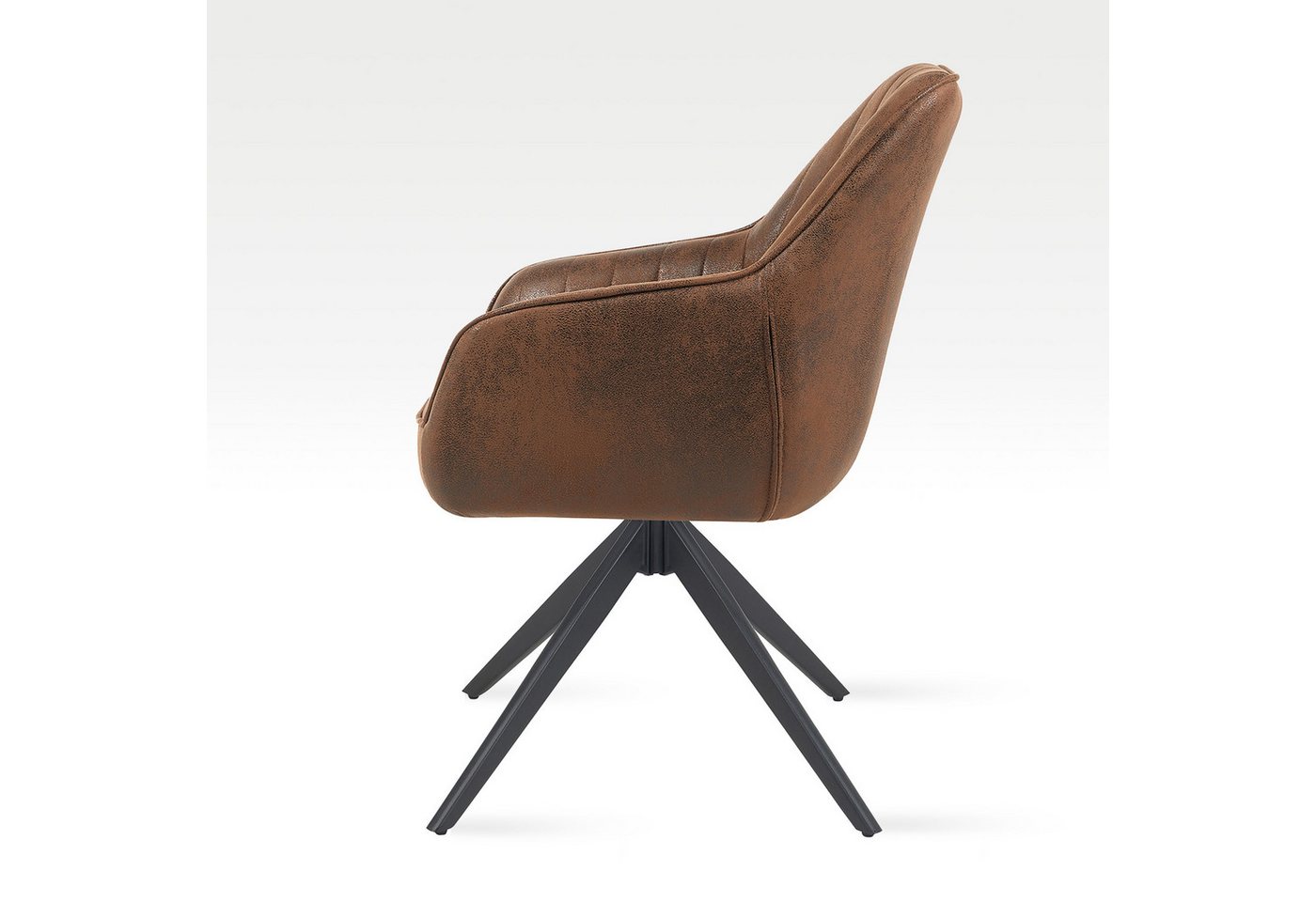 B&D home Polsterstuhl ARVIT, Esszimmer Stuhl, Drehstuhl, Armlehnstuhl mit Drehfunktion (1 St), mit Armlehnen, Taschenfederkern-Sitz, Metallgestell 360° drehbar – Bild 3 von 5