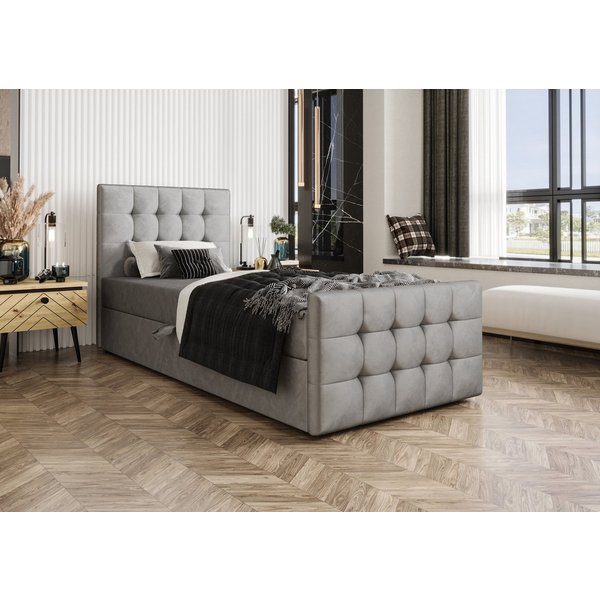 B&B Home Boxspringbett Boxbett Coria V 80 90 100 cm (H3 Matratze Bonellfederung, Kopfteil, Fussteil und Bettkasten)