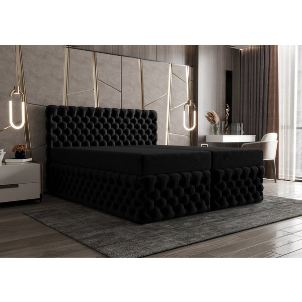 B&B Home Boxspringbett Boxbett Figo II 180 cm 200 cm (inkl zwei Bettkästen, H3 Multipocket-Matratze und Topper)