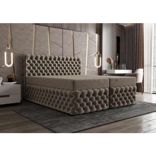 B&B Home Boxspringbett Boxbett Figo II 180 cm 200 cm (inkl zwei Bettkästen, H3 Multipocket-Matratze und Topper)