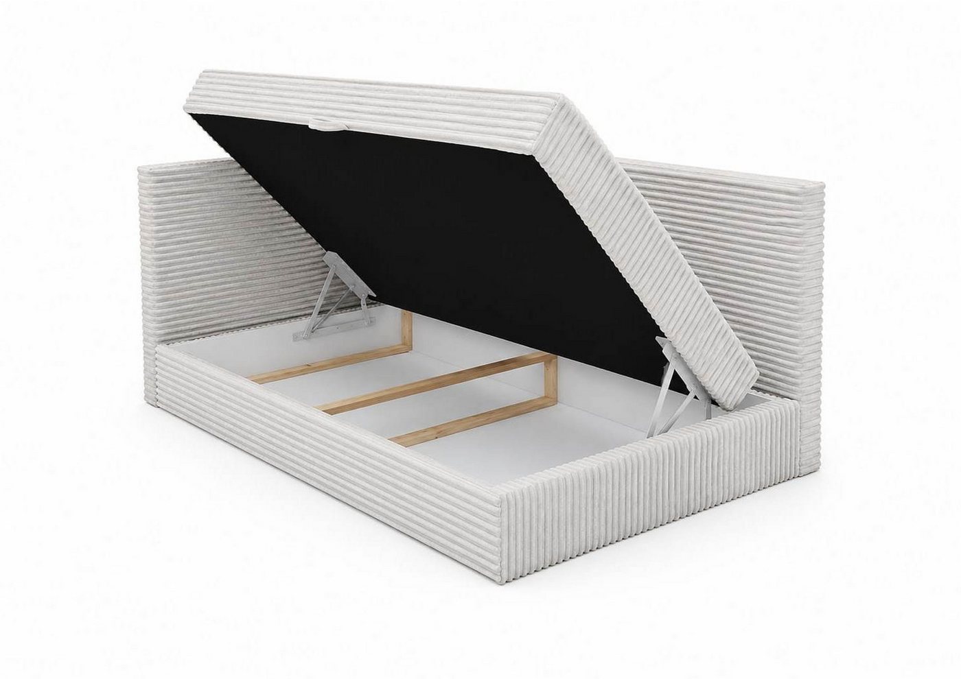 B&B Home Boxspringbett Boxspringbett Tiliano rechts oder links 90 cm 120 cm (H3 Matratze Bonnellfederung, Kopfteil, Seitenteil und Bettkasten) – Bild 2 von 5