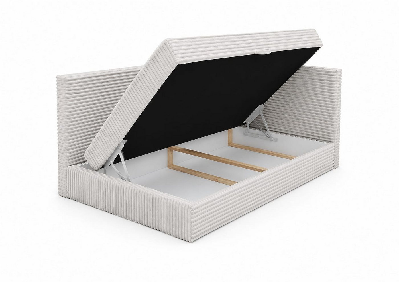 B&B Home Boxspringbett Boxspringbett Tiliano rechts oder links 90 cm 120 cm (H3 Matratze Bonnellfederung, Kopfteil, Seitenteil und Bettkasten) – Bild 2 von 5