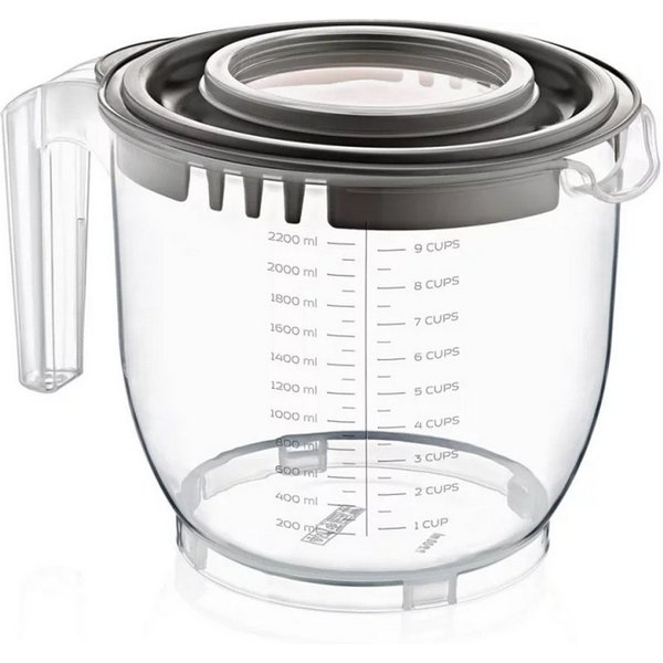 B-Home Messbecher 2-in-1 Messbecher & Rührschüssel, mit Deckel 2200 ml, für Backen und Kochen