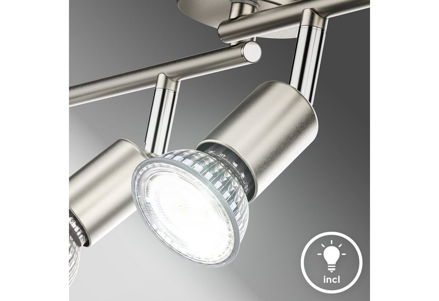 B.K.Licht Deckenleuchte, LED wechselbar, 4-flammig, LED Deckenlampe, dreh- schwenkbar, neutralweiß, matt-nickel – Bild 5 von 5