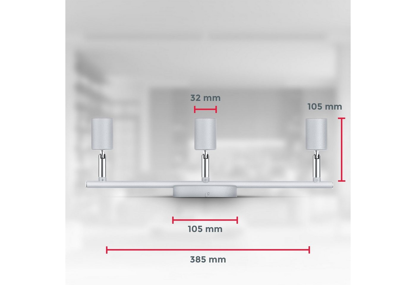 B.K.Licht Deckenleuchte, LED wechselbar, 3-flammiger LED Deckenspot, dreh-, schwenkbar, IP20, neutralweiß – Bild 3 von 5