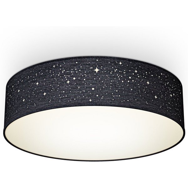 B.K.Licht Deckenleuchte, ohne Leuchtmittel, Textil-Sternenhimmel, Schwarz, 2-flammig E27, Stoffdeckenleuchte rund