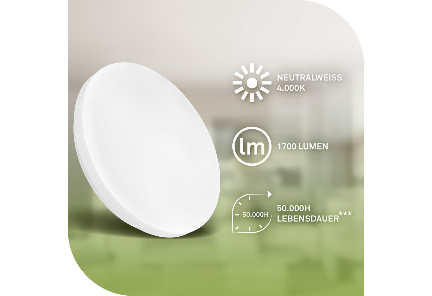 B.K.Licht Deckenleuchte LED Deckenlampe weiß modern energieeffizient Küche Bad, Energieeffizienz A, LED fest integriert, 4000K - Neutralweiß, moderne Badezimmer – Bild 2 von 5