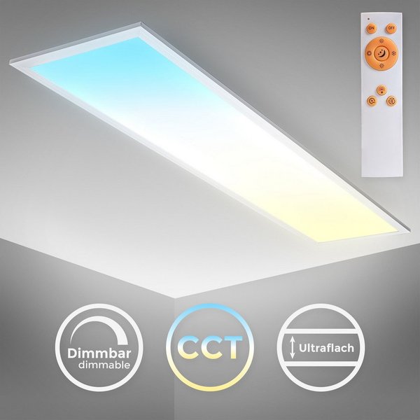 B.K.Licht Deckenleuchte LED Panel 100x25cm dimmbar 24 Watt 2200 Lumen ultra-flach Weiß BKL1326, Dimmfunktion, LED fest integriert, Farbwechsler, Neutralweiß, Ka