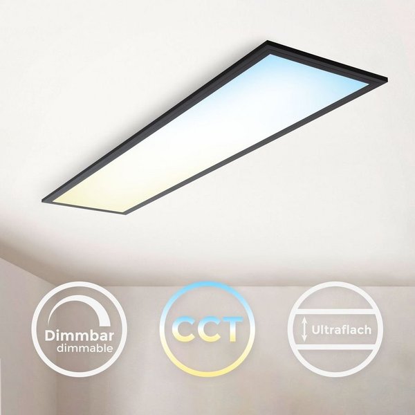 B.K.Licht Deckenleuchte LED Panel 100x25cm schwarz mit Fernbedienung dimmbar - BKL1498, Dimmfunktion, LED fest integriert, CCT Farbtemperatursteuerung - Warmwei
