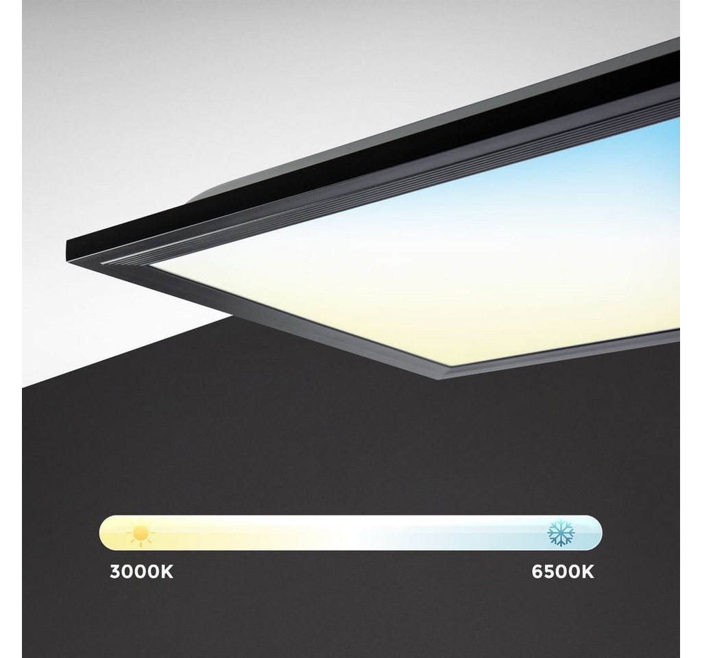 B.K.Licht Deckenleuchte LED Panel 100x25cm schwarz mit Fernbedienung dimmbar - BKL1498, Dimmfunktion, LED fest integriert, CCT Farbtemperatursteuerung - Warmwei – Bild 2 von 5