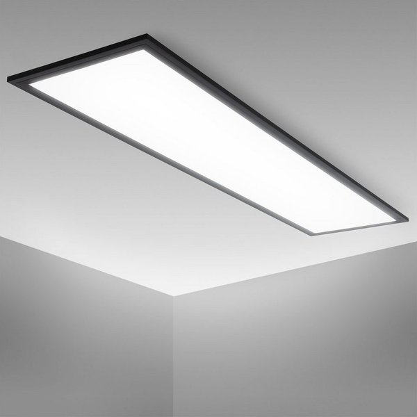B.K.Licht Deckenleuchte LED Panel Schwarz Decke 100x25cm Wohnzimmer - BKL1497, LED fest integriert, 4000K - Neutralweiß, Deckenlampe 22W 2200lm 4000K neutralwei