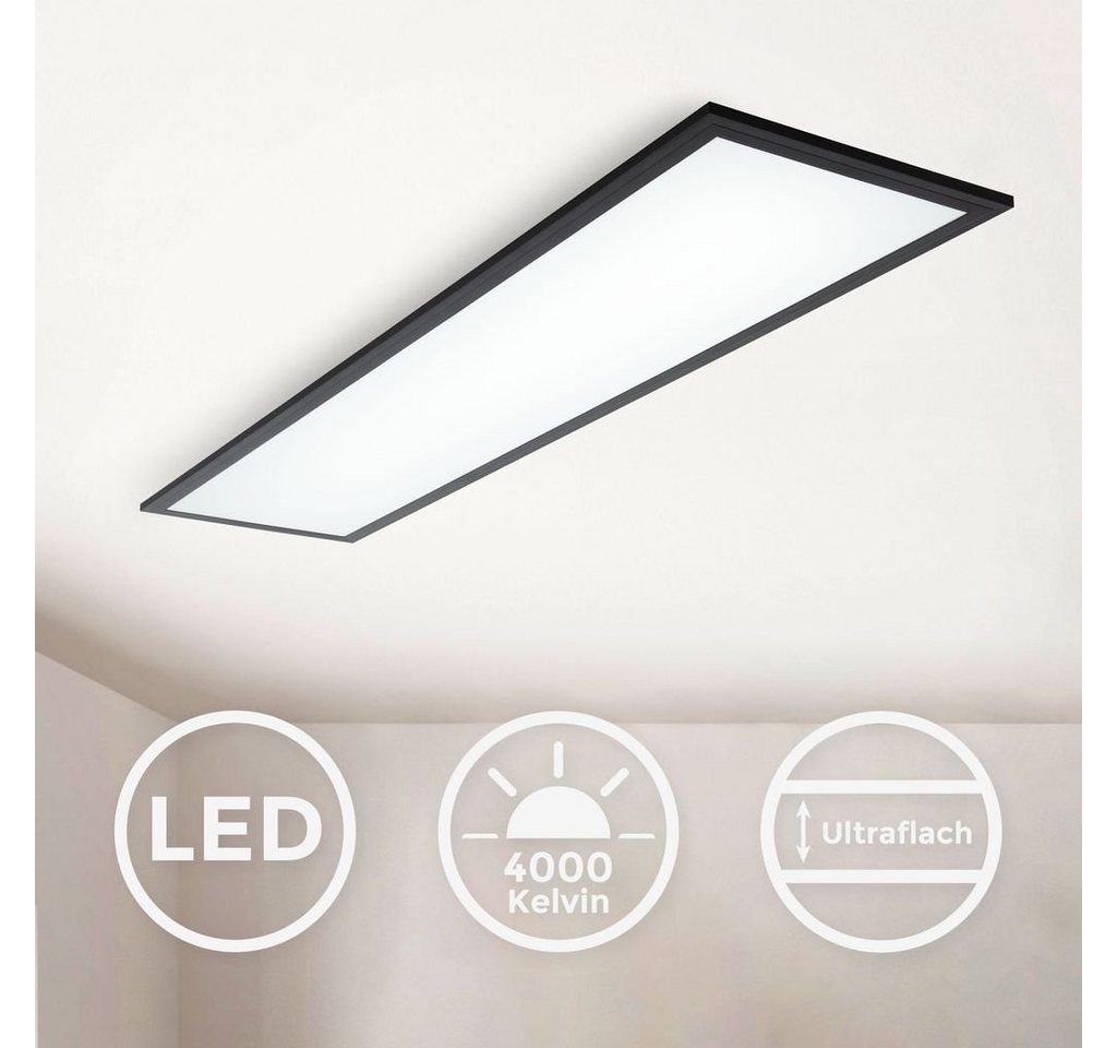 B.K.Licht Deckenleuchte LED Panel Schwarz Decke 100x25cm Wohnzimmer - BKL1497, LED fest integriert, 4000K - Neutralweiß, Deckenlampe 22W 2200lm 4000K neutralwei – Bild 2 von 5