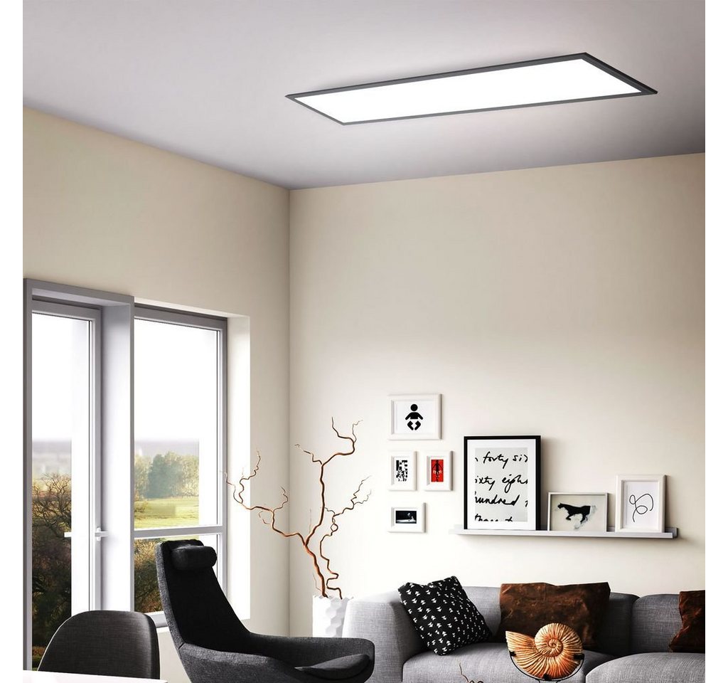 B.K.Licht Deckenleuchte LED Panel Schwarz Decke 100x25cm Wohnzimmer - BKL1497, LED fest integriert, 4000K - Neutralweiß, Deckenlampe 22W 2200lm 4000K neutralwei – Bild 5 von 5