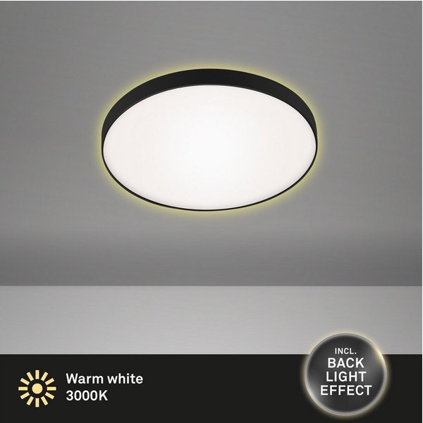 B.K.Licht Deckenleuchte moderne LED Bad-Deckenlampe IP44 flach rund silber/schwarz, LED fest integriert, Neutralweiß, 4000K LED-Badlampe Decke 12W 1200lm Leucht
