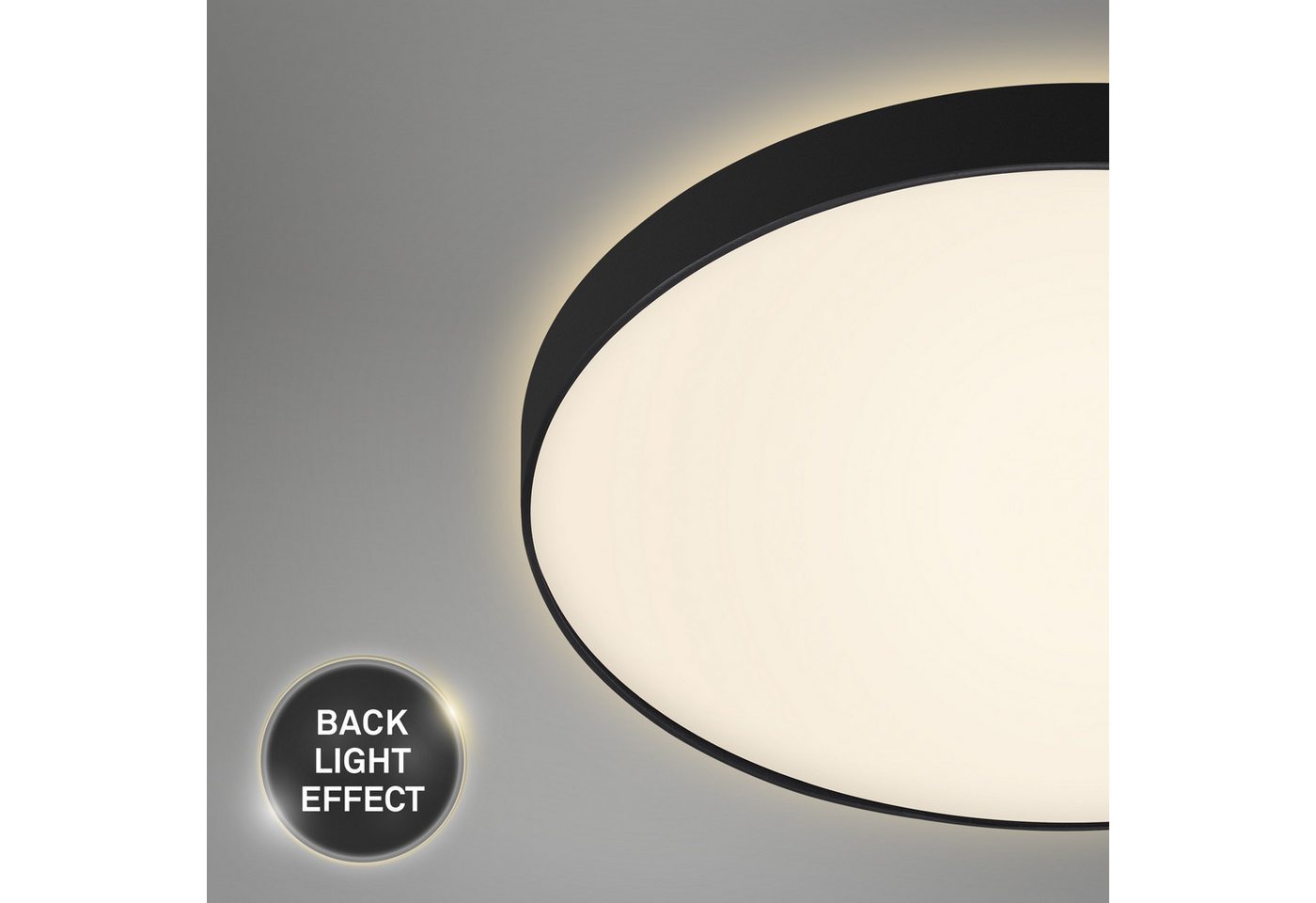 B.K.Licht Deckenleuchte moderne LED Bad-Deckenlampe IP44 flach rund silber/schwarz, LED fest integriert, Neutralweiß, 4000K LED-Badlampe Decke 12W 1200lm Leucht – Bild 3 von 5