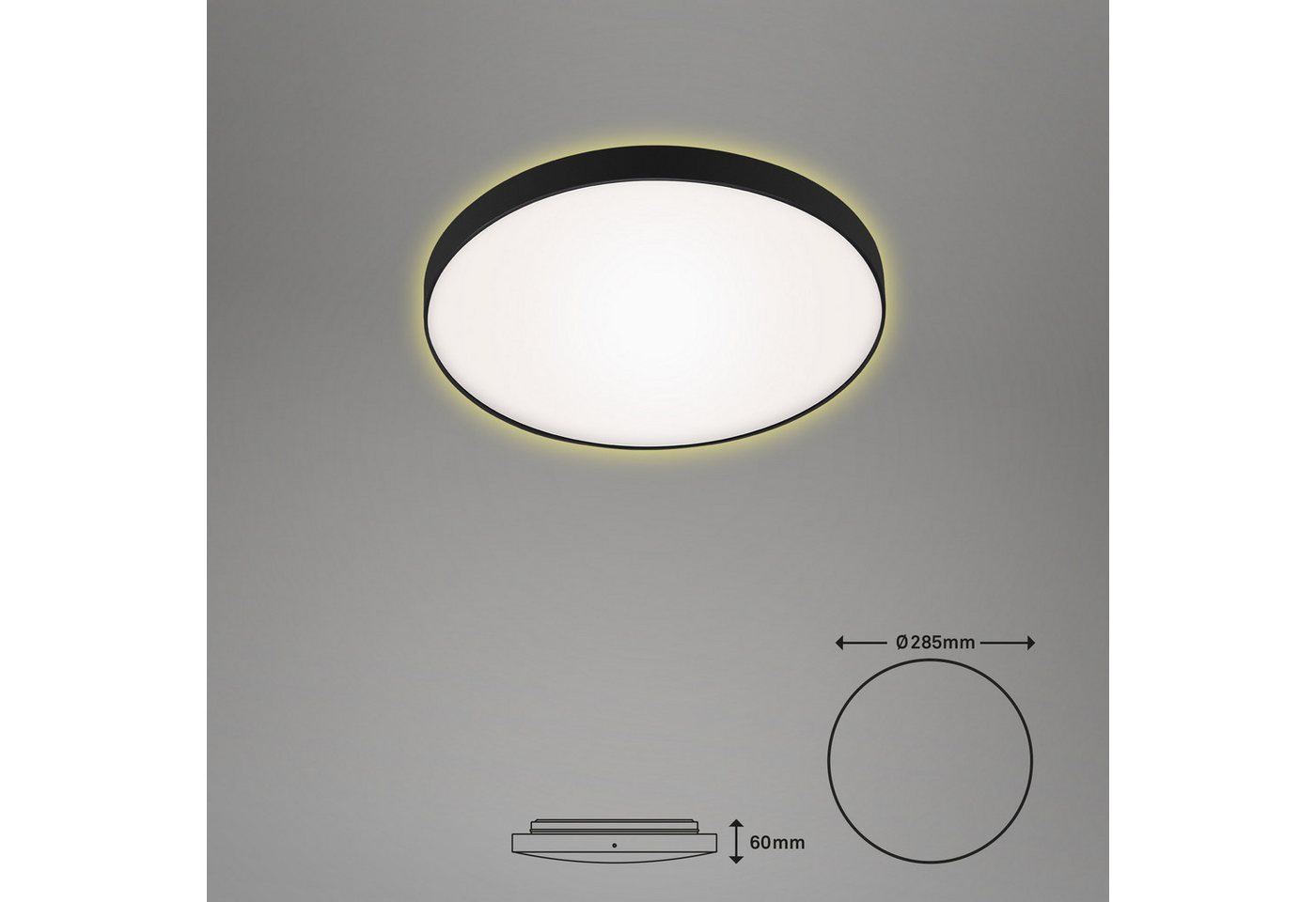B.K.Licht Deckenleuchte moderne LED Bad-Deckenlampe IP44 flach rund silber/schwarz, LED fest integriert, Neutralweiß, 4000K LED-Badlampe Decke 12W 1200lm Leucht – Bild 4 von 5