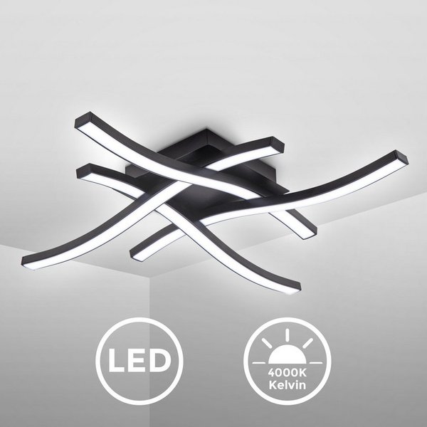 B.K.Licht Deckenleuchte Wohnzimmer moderne LED Deckenlampe 4 flammig 17W 1520lm 42,5x42,5cm, LED fest integriert, 4000K - Neutralweiß, Design-Leuchte Decke Leuc