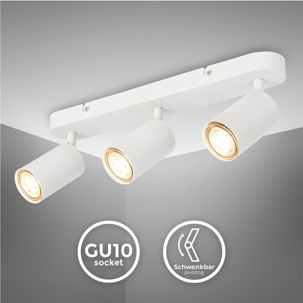 B.K.Licht Deckenspot Deckenlampe schwenkbar, GU10 Deckenleuchte, ohne Leuchtmittel, 39 cm Länge weiß Schlafzimmerlampe
