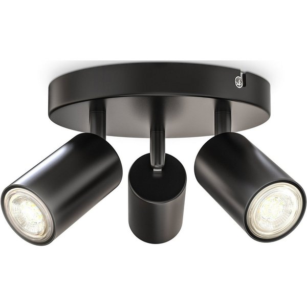 B.K.Licht Deckenspots, ohne Leuchtmittel, 3-flammige Spotlampe, rund, schwenkbar, drehbar, GU10, schwarz