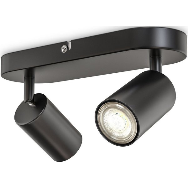 B.K.Licht Deckenspots, ohne Leuchtmittel, 2-flammige Spotlampe, schwenkbar, drehbar, schwarz, ohne Leuchtmittel