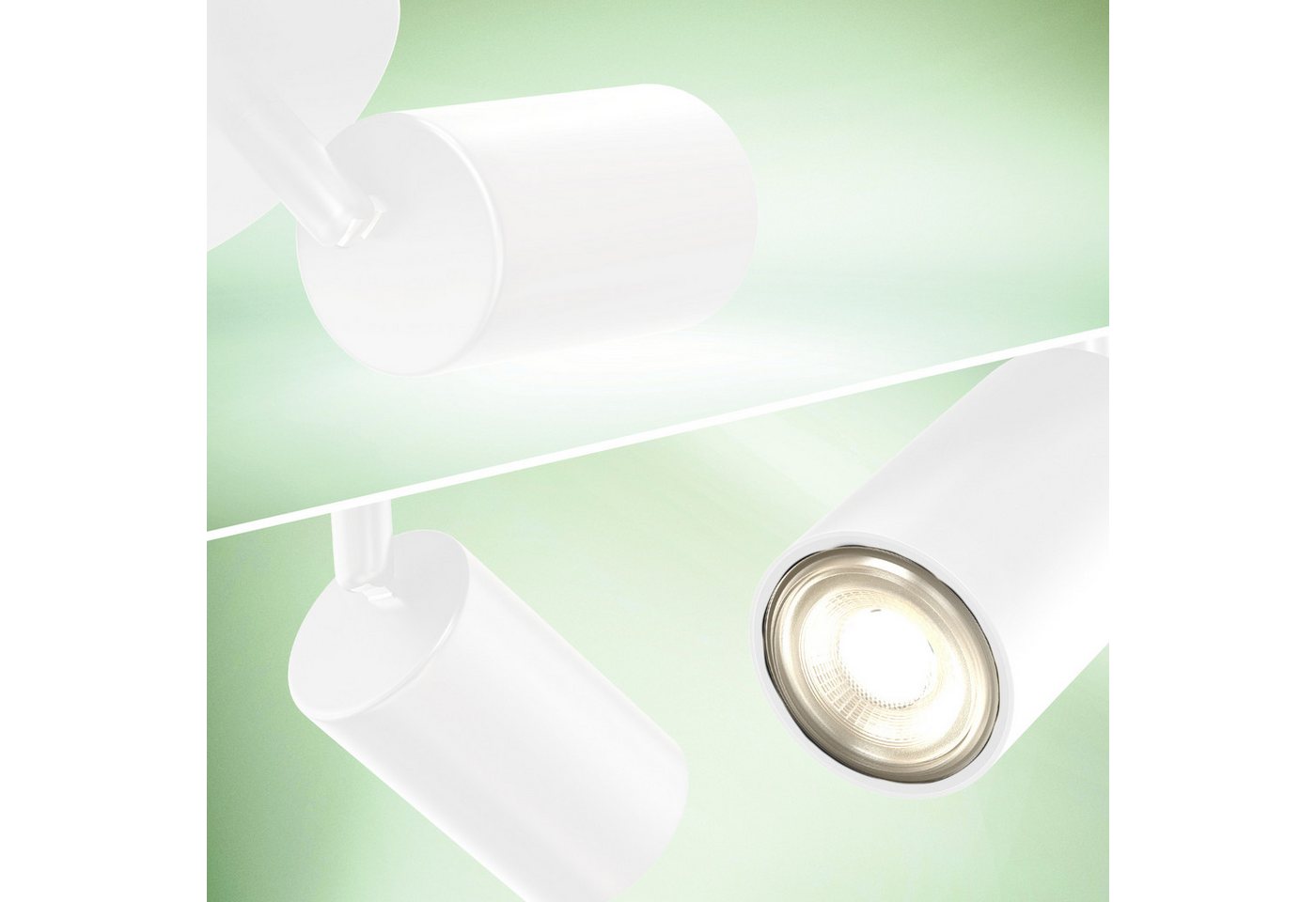 B.K.Licht Deckenstrahler BK_DS1630 EEK A LED Deckenlampe, Schwenkbar, Deckenspot, LED wechselbar, Warmweiß, Inkl. 2x GU10, 3.000 K, 450Lm, 2W, 15,5 x 5,5 x 25,5 – Bild 5 von 5