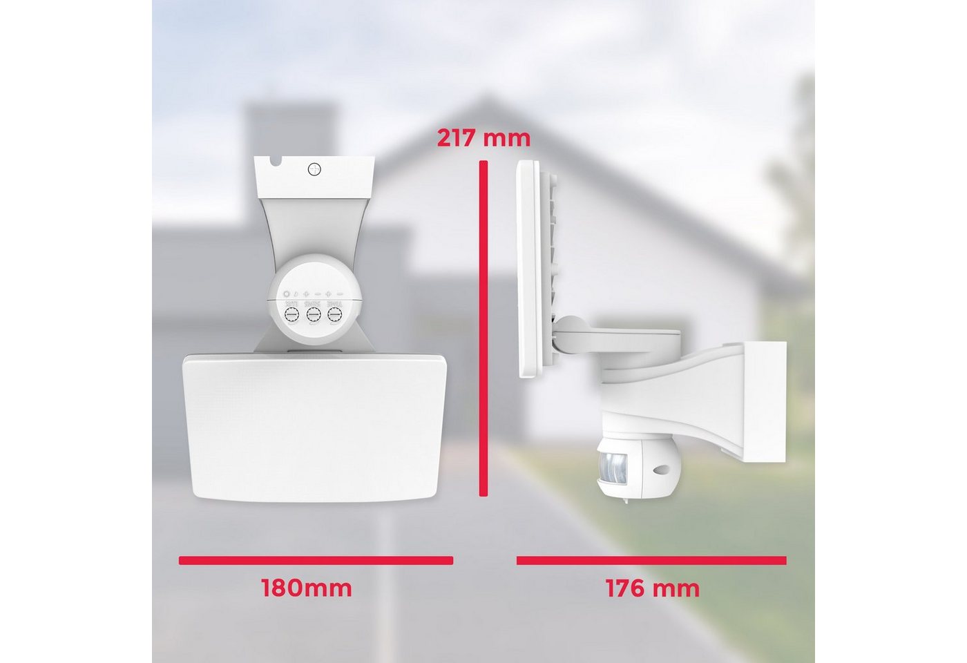 B.K.Licht LED Außen-Wandleuchte, LED fest integriert, Neutralweiß, Außenstrahler, Bewegungsmelder, Wandlampe, 20W 2300 Lumen, IP44, weiß – Bild 4 von 5