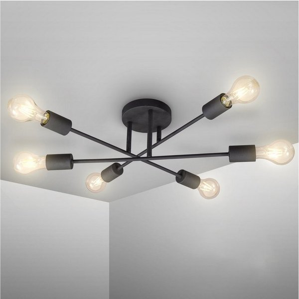 B.K.Licht LED Deckenleuchte, ohne Leuchtmittel, Warmweiß, LED Vintage-Leuchte Deckenlampe Retro Industrial E27 schwarz rustikal