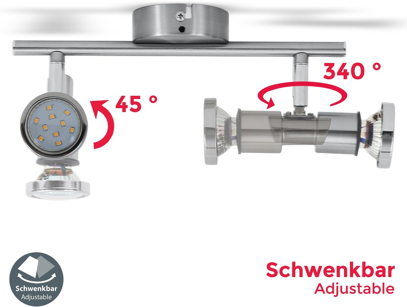 B.K.Licht LED Deckenleuchte Aurel, LED wechselbar, Warmweiß, Badlampe, IP44, Deckenstrahler, GU10, Spot, Decke, Leuchte, Lampe 5W – Bild 5 von 5