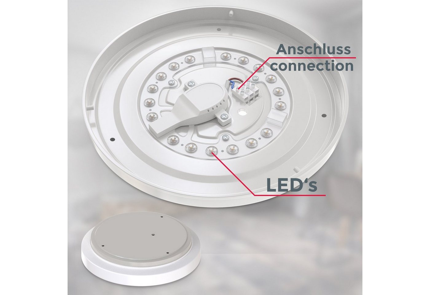 B.K.Licht LED Deckenleuchte BK_DB1296 LED Bad-Deckenleuchte, Ø28,8cm, IP44-Spritzwasserschutz, LED fest integriert, Neutralweiß, 12W, 1.200Lm, 4.000K neutralwei – Bild 4 von 5