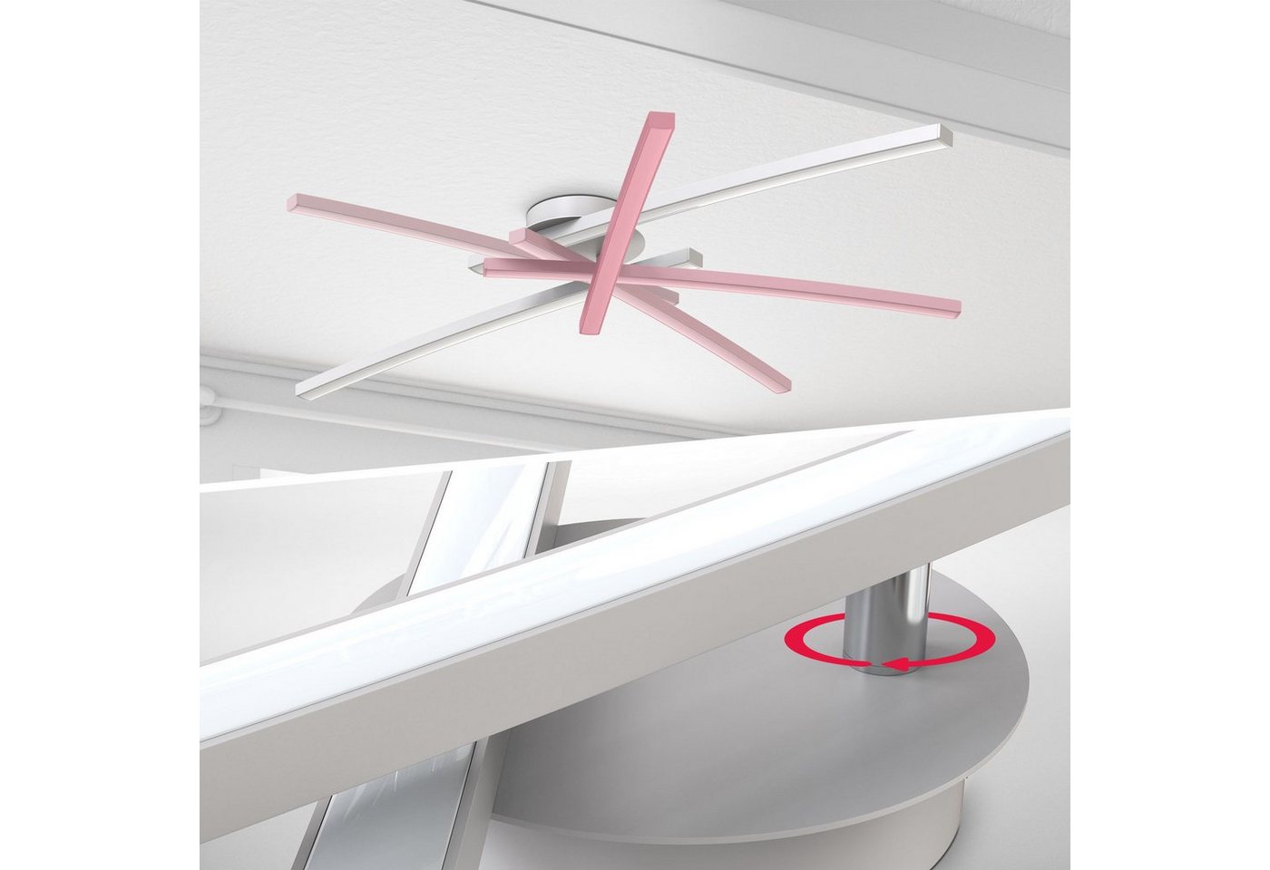 B.K.Licht LED Deckenleuchte BK_DL1488 Deckenlampe, 12W, 3000K warmweißes Licht, 1100 Lm, LED fest integriert, Warmweiß, 2-flammig, Geschwungene-Optik, Schwenkba – Bild 5 von 5