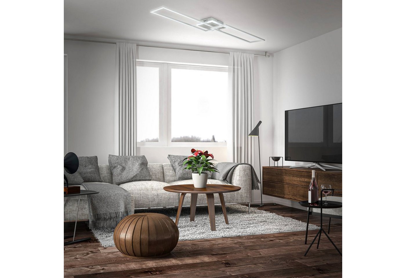 B.K.Licht LED Deckenleuchte BK_FR1439 LED-Deckenlampe, 40 Watt, Schwenkbar, Dimmbar, CCT, CCT - über Fernbedienung, LED fest integriert, warmweiß - kaltweiß, Fa – Bild 2 von 5