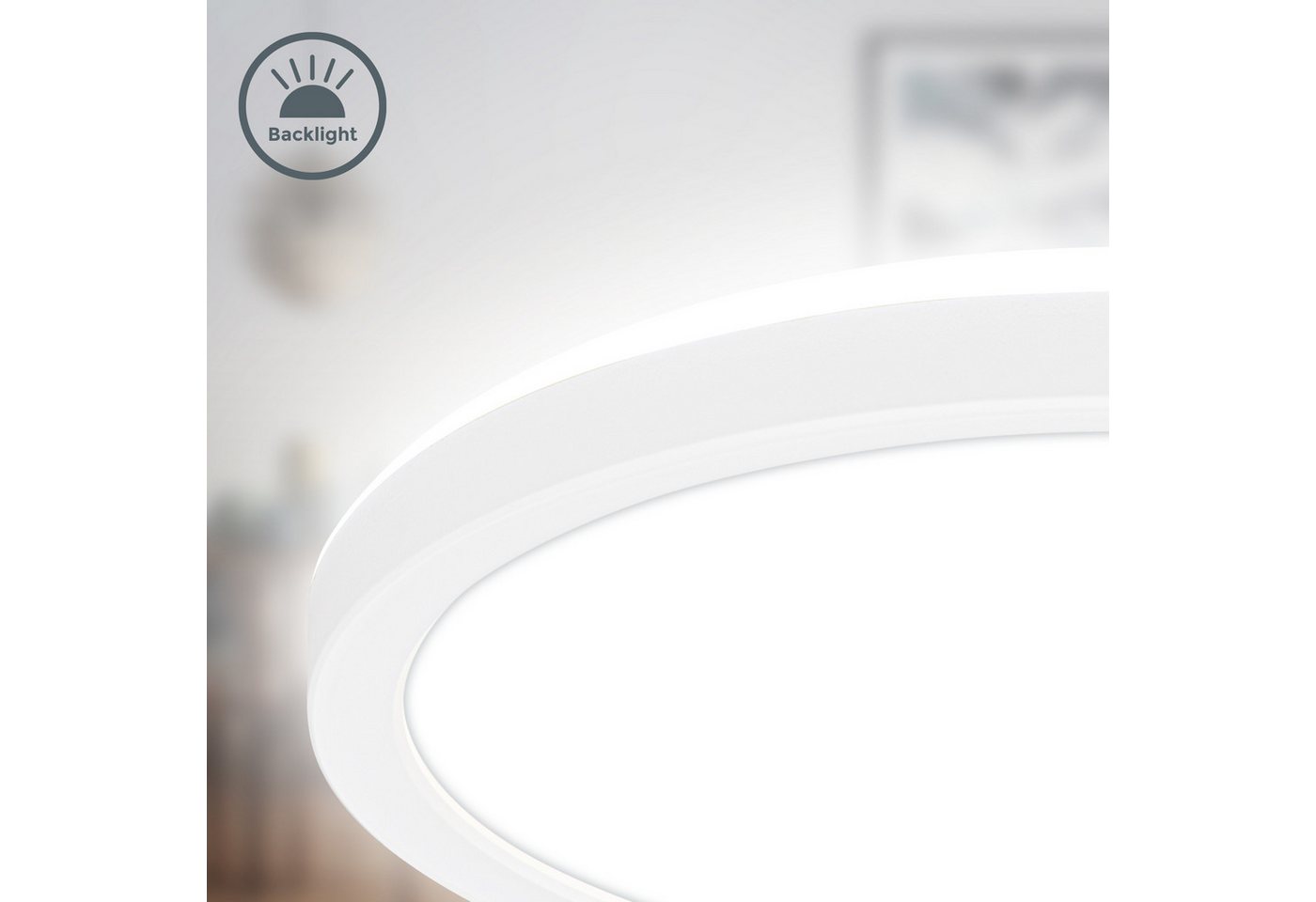 B.K.Licht LED Deckenleuchte BKL1598 Ultraflache Deckenlampe, LED Panel mit Backlight, LED fest integriert, Neutralweiß, 4.000K, 1.900 Lm, 16W, indirekte Hinterg – Bild 3 von 5