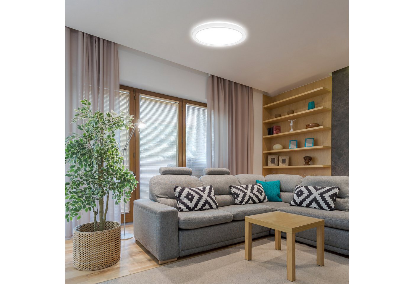 B.K.Licht LED Deckenleuchte BKL1598 Ultraflache Deckenlampe, LED Panel mit Backlight, LED fest integriert, Neutralweiß, 4.000K, 1.900 Lm, 16W, indirekte Hinterg – Bild 4 von 5