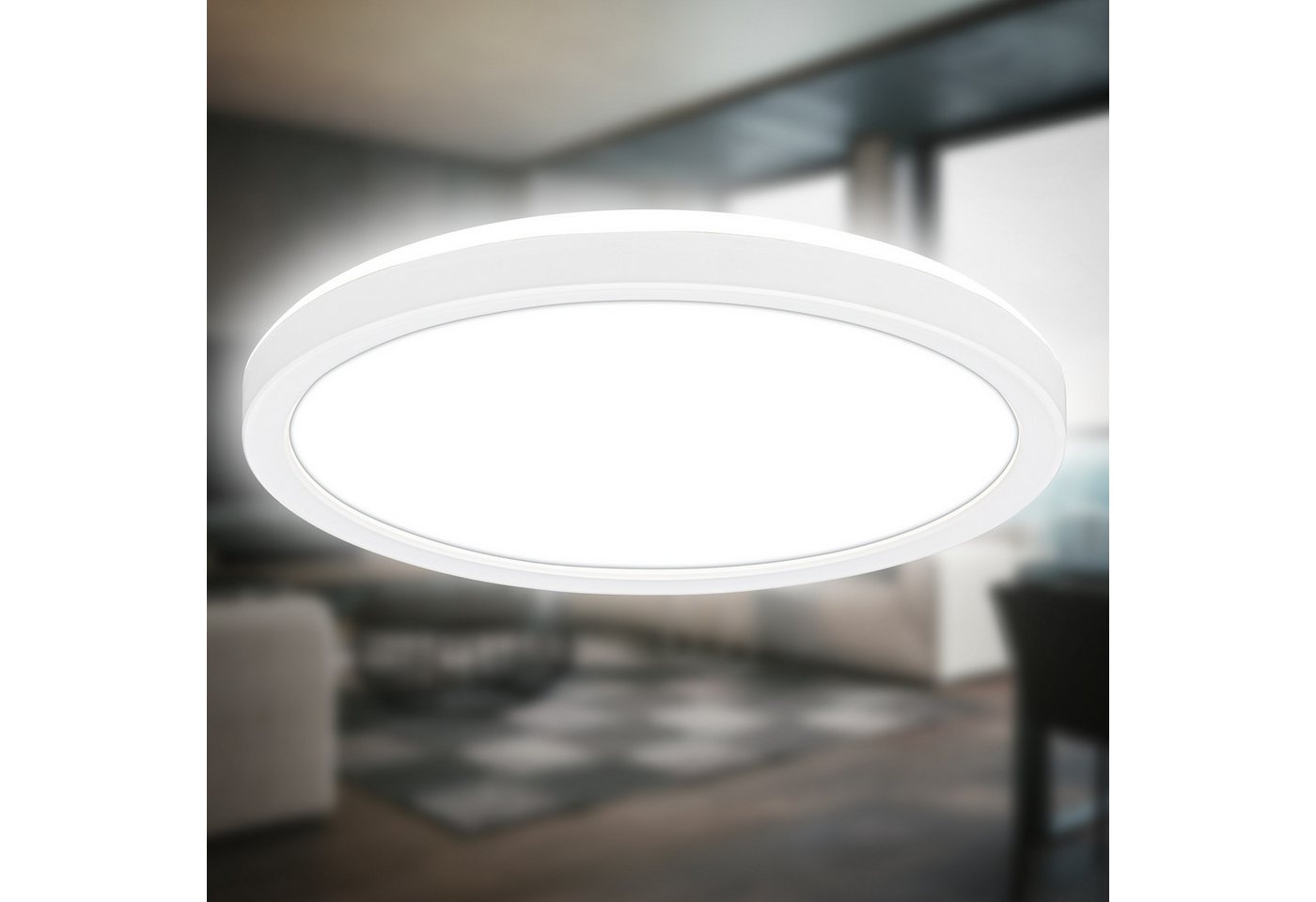 B.K.Licht LED Deckenleuchte BKL1598 Ultraflache Deckenlampe, LED Panel mit Backlight, LED fest integriert, Neutralweiß, 4.000K, 1.900 Lm, 16W, indirekte Hinterg – Bild 5 von 5