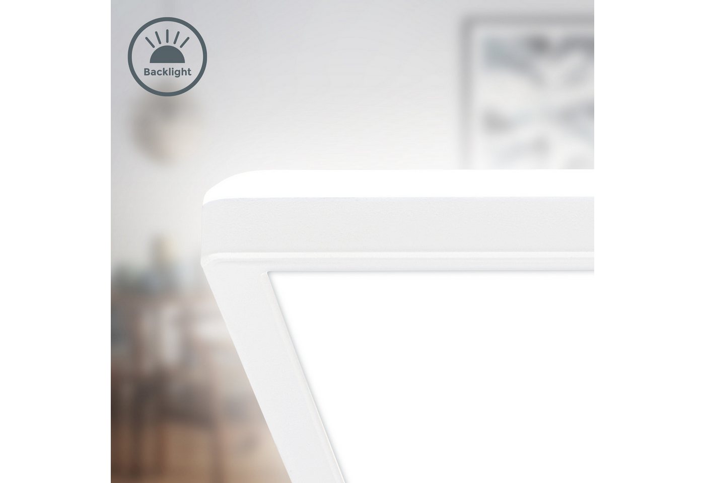 B.K.Licht LED Deckenleuchte BKL1599 Ultraflache Deckenlampe, LED Panel mit Backlight, LED fest integriert, Neutralweiß, 4.000K, 1.900 Lm, 16W, indirekte Hinterg – Bild 3 von 5