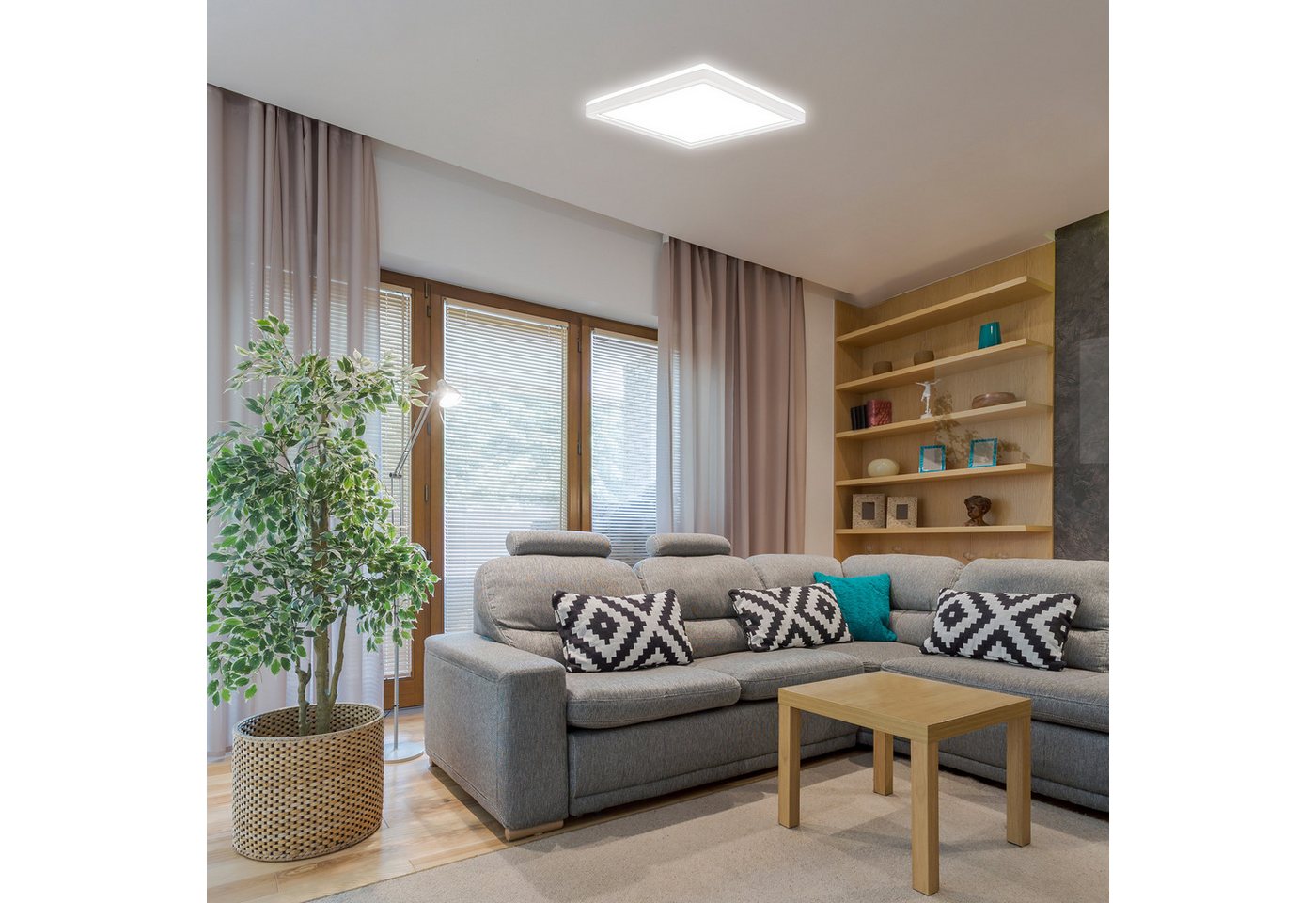 B.K.Licht LED Deckenleuchte BKL1599 Ultraflache Deckenlampe, LED Panel mit Backlight, LED fest integriert, Neutralweiß, 4.000K, 1.900 Lm, 16W, indirekte Hinterg – Bild 4 von 5