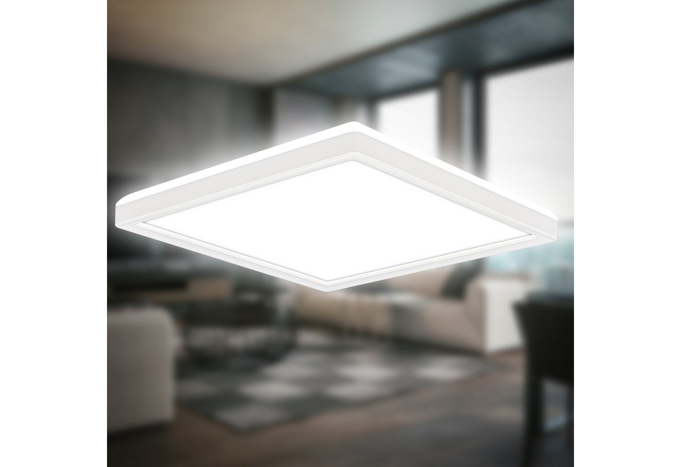 B.K.Licht LED Deckenleuchte BKL1599 Ultraflache Deckenlampe, LED Panel mit Backlight, LED fest integriert, Neutralweiß, 4.000K, 1.900 Lm, 16W, indirekte Hinterg – Bild 5 von 5
