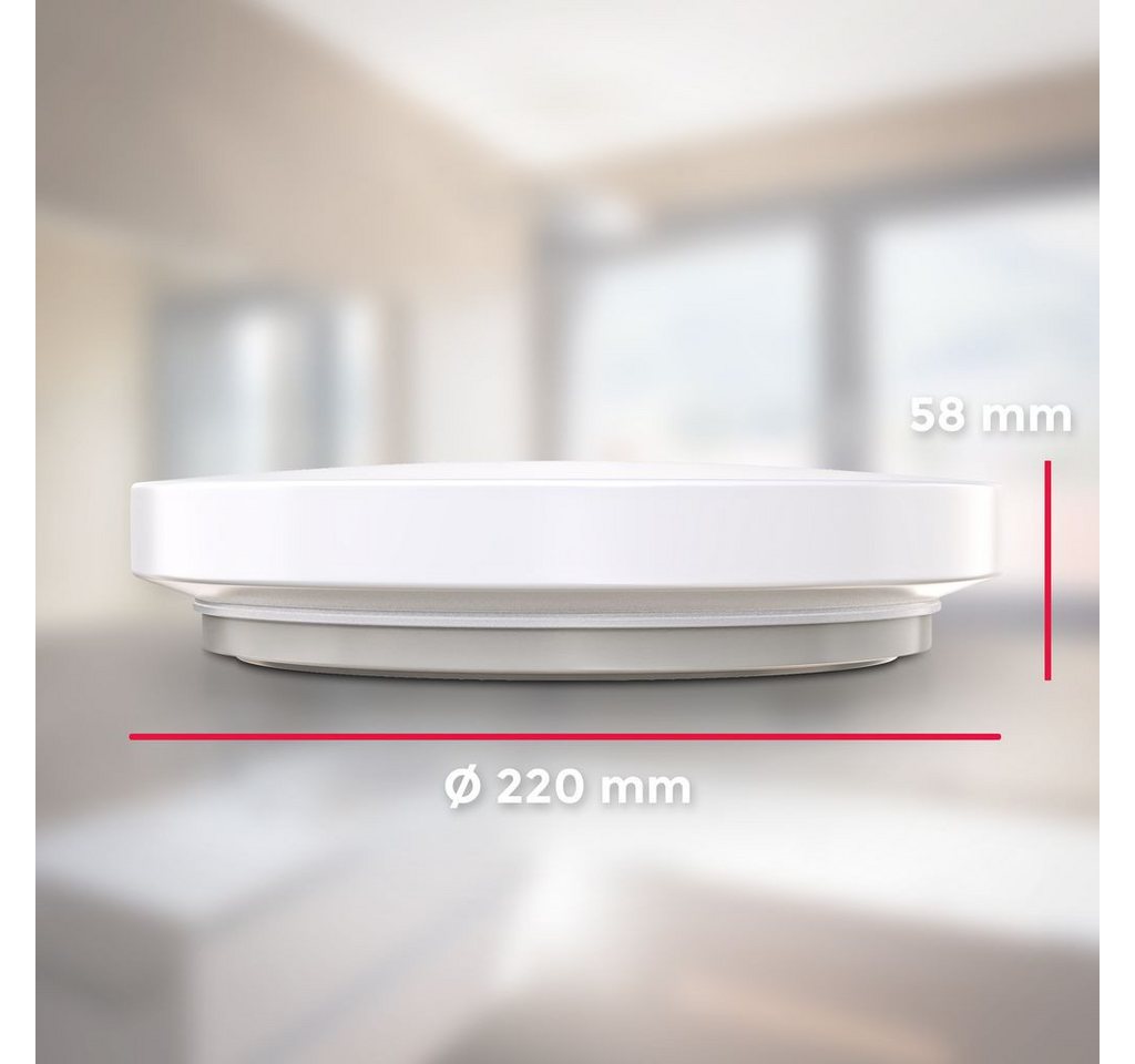 B.K.Licht LED Deckenleuchte LED Deckenlampe Ø22cm Badezimmer weiß - BKL1295, LED fest integriert, 4000K - Neutralweiß – Bild 5 von 5