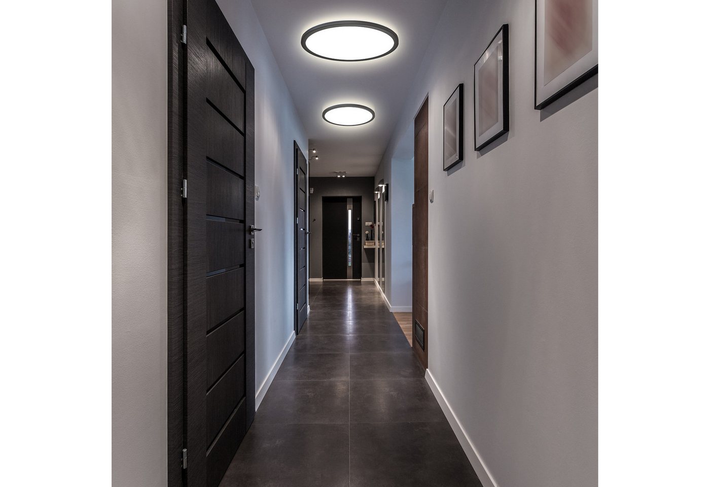 B.K.Licht LED Deckenleuchte LED Panel schwarz ultraflach rund/eckig Backlight-Effekt, LED fest integriert, 3000K, schwarzes LED Panel rund/eckig Hintergrundbele – Bild 4 von 5