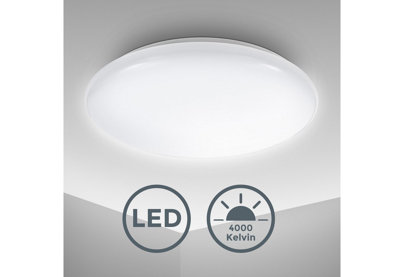 B.K.Licht LED Deckenleuchte Leonis, LED fest integriert, Neutralweiß, LED Deckenlampe 28cm 12W Wohnzimmer Design-Lampe Leuchte Weiß – Bild 2 von 5