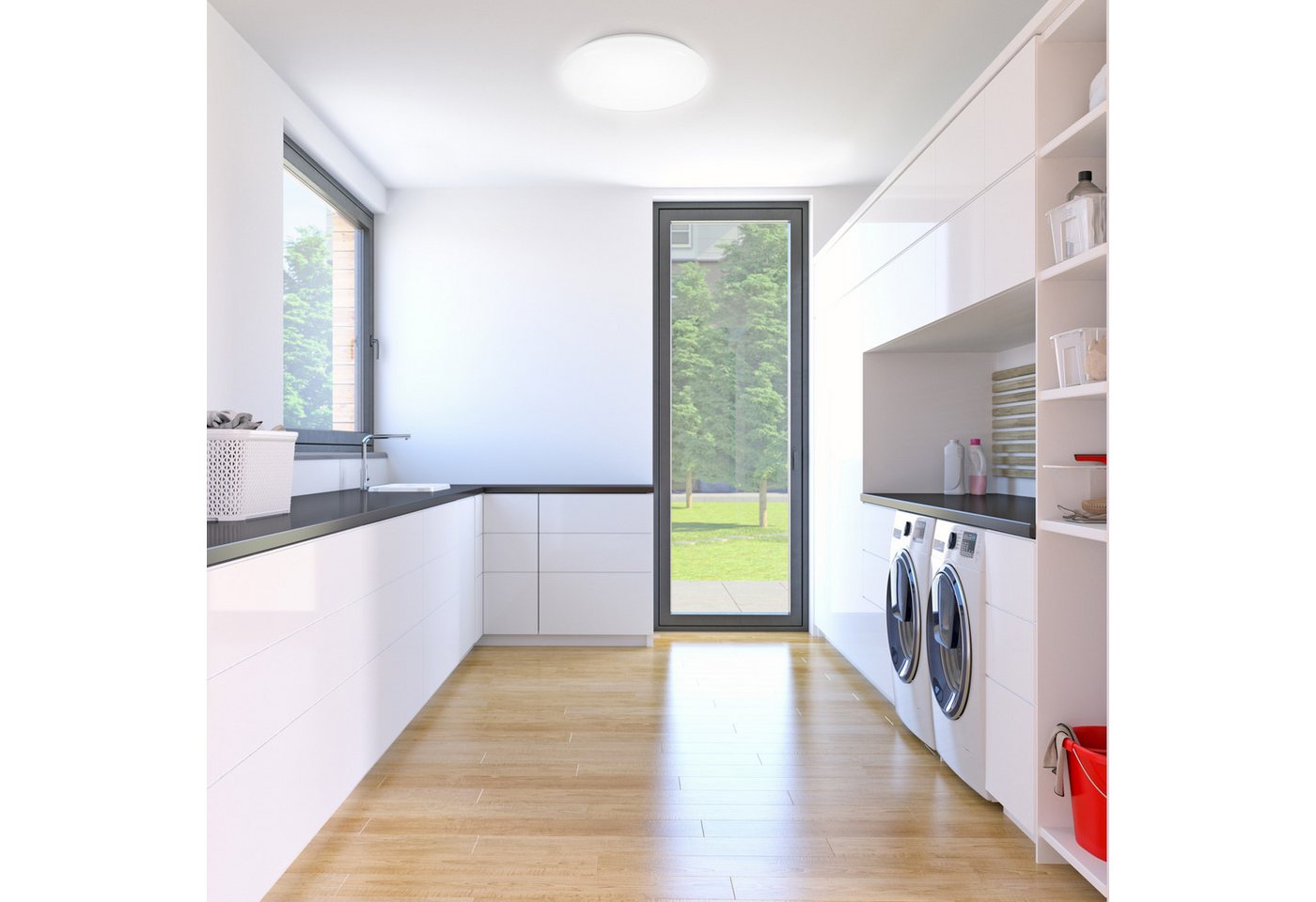B.K.Licht LED Deckenleuchte Leonis, LED fest integriert, Neutralweiß, LED Deckenlampe 28cm 12W Wohnzimmer Design-Lampe Leuchte Weiß – Bild 3 von 5