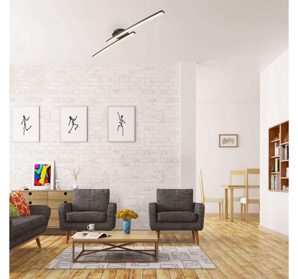 B.K.Licht LED Deckenleuchte moderne LED Deckenlampe 2-flammig schwenkbar - BKL1414, LED fest integriert, 2700K - Extra-Warmweiß, design Wohnzimmerlampe Schwarz  – Bild 4 von 5