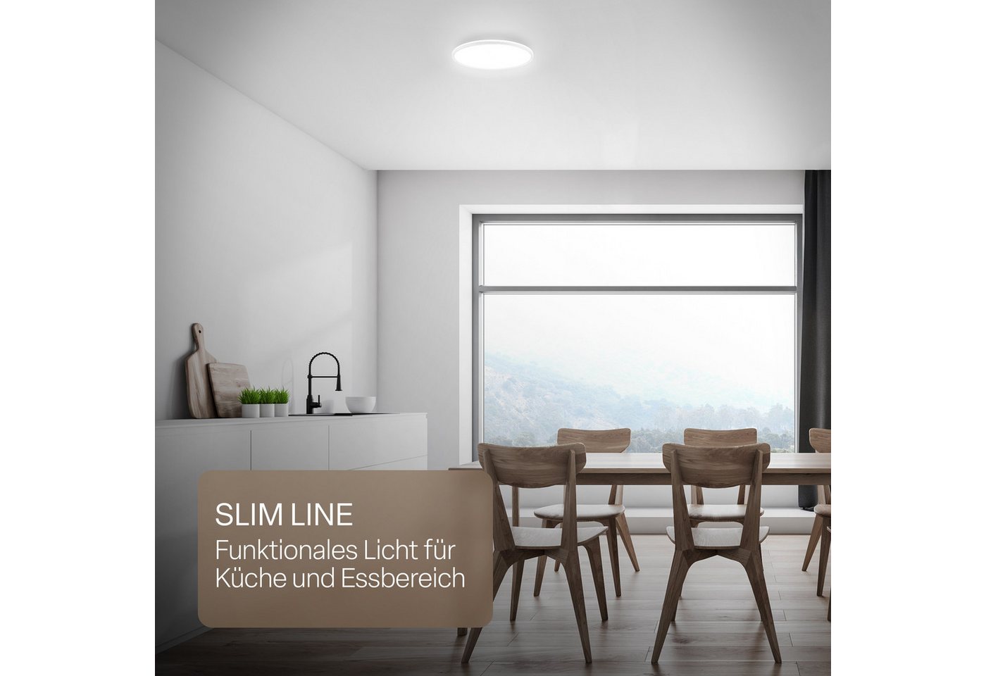 B.K.Licht LED Deckenleuchte Panel Flach 30mm Backlight Effekt LED Deckenlampe Wohnzimmer, LED fest integriert, 4000K - Neutralweiß, versch. Größen & Farben, Bad – Bild 2 von 5